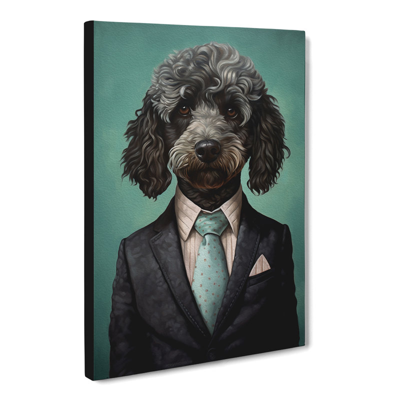 Poodle In A Suit Painting No.4 - Wrapped Canvas