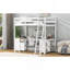 Lit mezzanine double avec bureau en U, tiroirs et tablettes de rangement, blanc-248326639-248326624