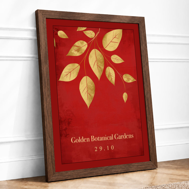 Golden Arrangement Botanical - Framed Print, Walnut, A1 - 84.1 x 59.4 cm
