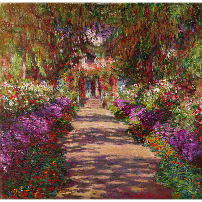 Adhésif décoratif Monet un sentier dans le jardin de Monet (1902), H 23,5 po x l 24 po