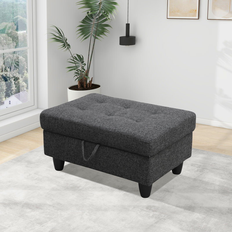 Parsifal Upholstered Ottoman, Black Gray