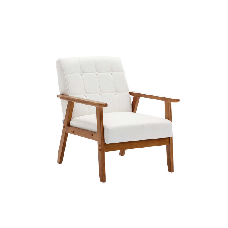 Chaise d'appoint Mid-Century, Lin beige