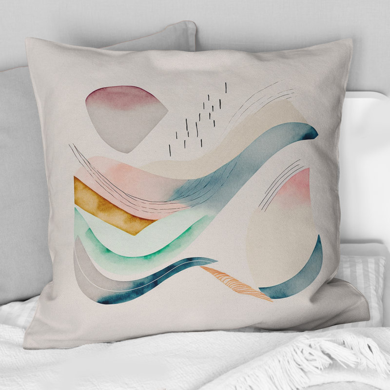 Coussin multicolore Pastel Waves - Abstract Minimalisme