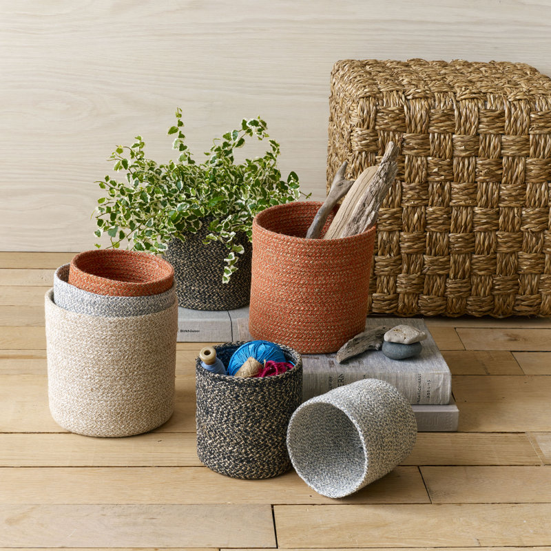 Gracie Oaks Berkey Fabric Basket, Sand