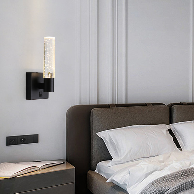 Appliques murales en cristal à intensité variable avec interrupteur marche / arrêt pour éclairage de salle de bain noir