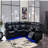 Jupiter Black Leather Sectional