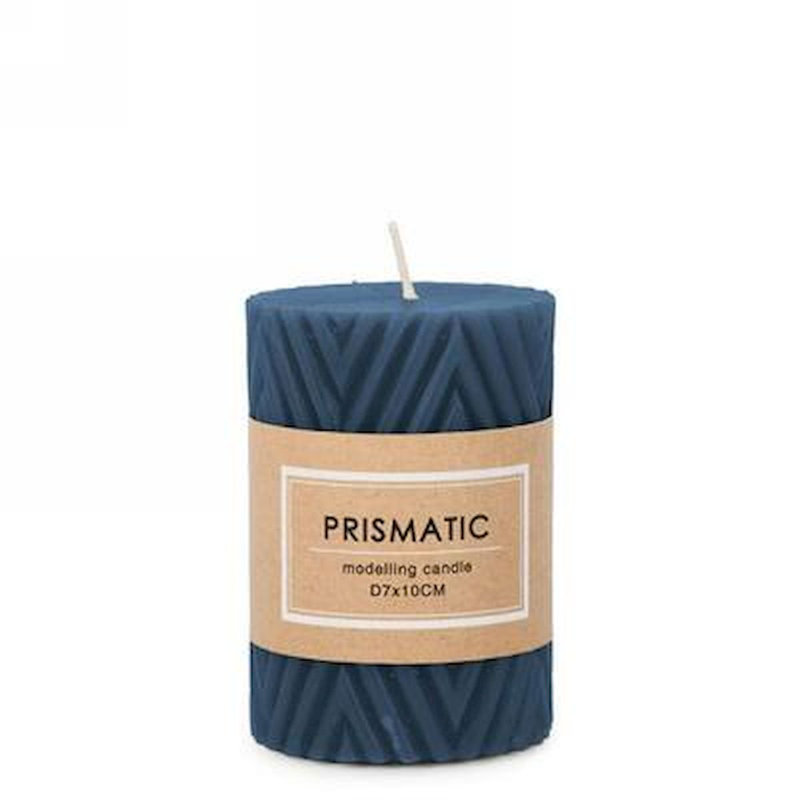 Bougie cylindrique sans parfum, H 4 po x l 3 po x P 3 po, Bleu
