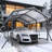 10X15 Ft Heavy Duty Carport With Extra Support Pole, Metal Carport With Uv Protection, Waterproof Performance, Wind Resistance, Car Canopy Outdoor For Cars, Boats, Pickup Truck, Tractor