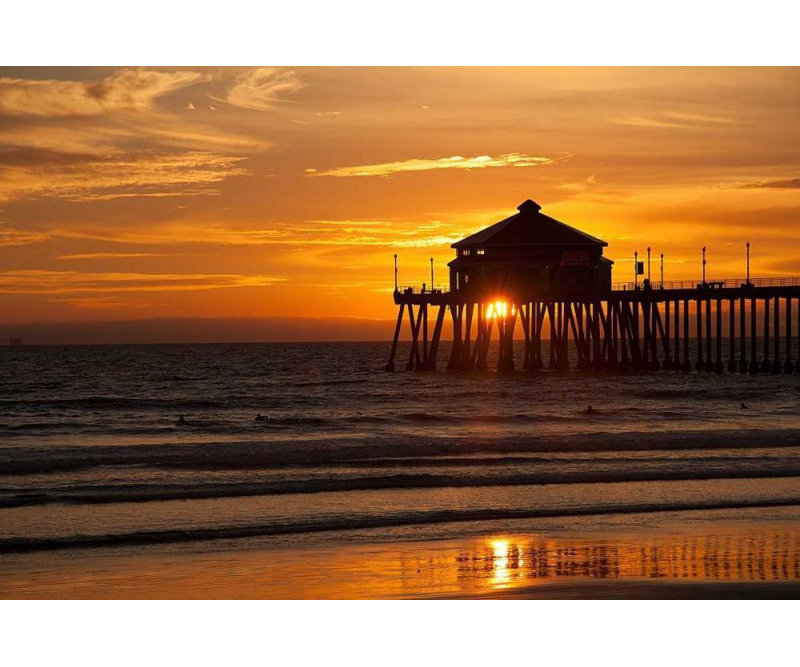 Reproduction d'art sur toile Beachcrest Home ™, Johnson, George, "Sunset Under the Pier", H 33 po x l 48 po