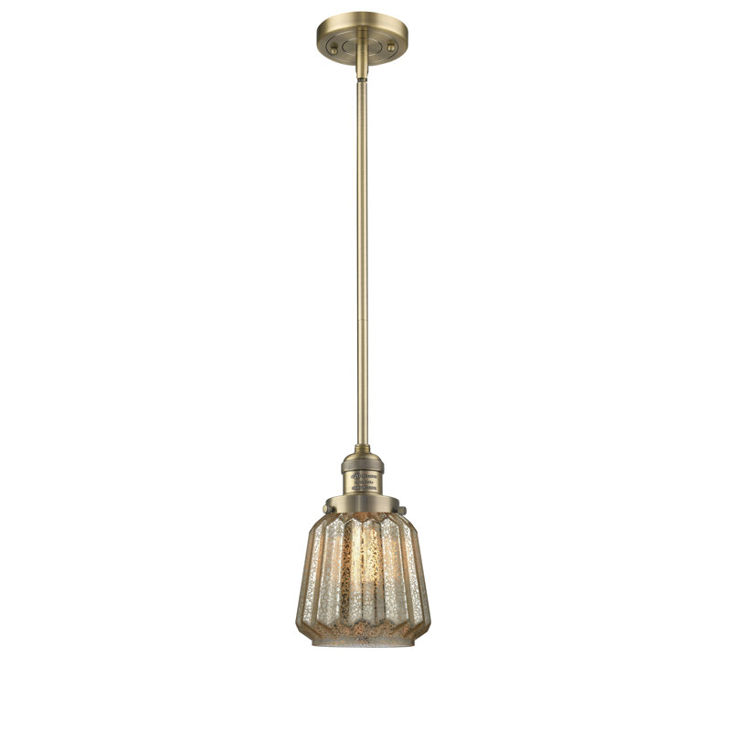 Luminaire à pot simple 1 lumières Vinson, Laiton brossé, Mercure