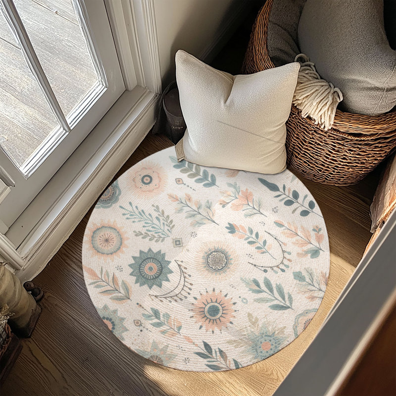 Tapis tressé Gentle Boho Whispers, Rond 5 pi