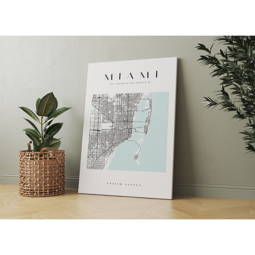 Grafikdruck Stadtplan - Miami