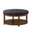 Grande tablette ronde en lin rembourré, L 32,5 po x l 32,5 po, H 18 po, charbon de bois, tablette en bois massif, capacité de 300 livres, pour emplacements multiples, taille 32,5 po, hauteur de siège de 18 po, intérieur / extérieur, assemblage facile-129907033