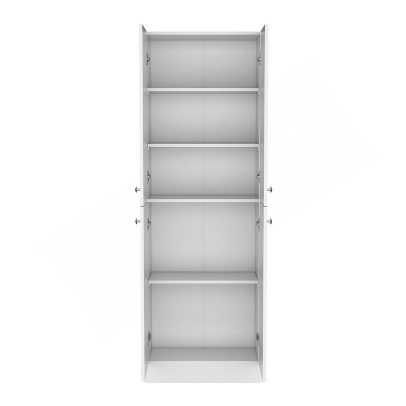 Garde-manger H 71 po, 4 portes, 5 tablettes réglables, blanc, Blanc