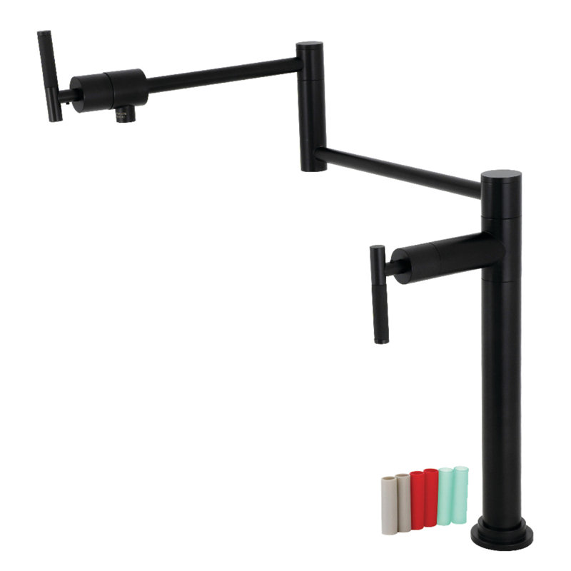 Kingston Brass Kaiser Two-Handle 1-Hole Deck Mount Pot Filler Faucet, Matte Black