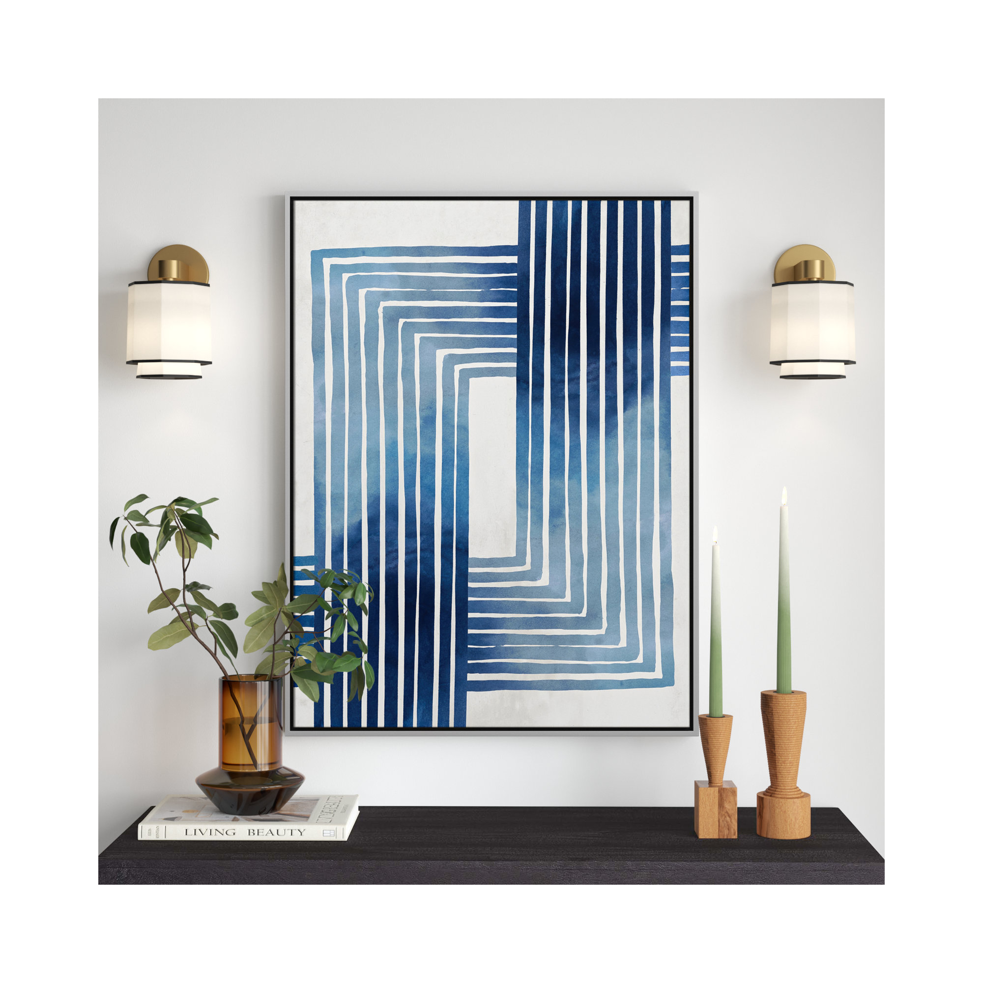 In Unison by Eva Watts - Painting Print, Silver Framed Canvas, 41.5" H x 31.5" W x 2" D