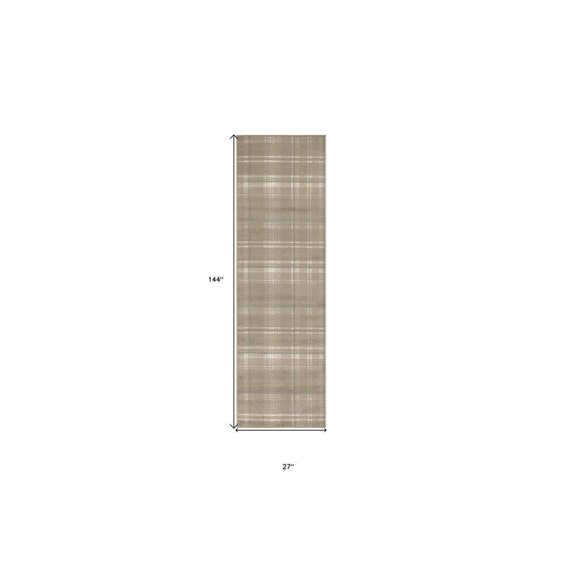 Tapis de couloir 12 pi taupe et ivoire