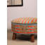 Tabouret décoratif Valvet Repose-pieds rond fait à la main Tiger 24 po x 24 po x 24 po