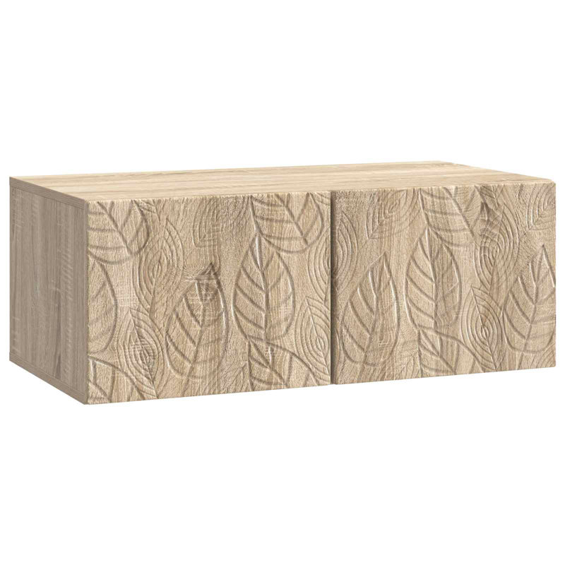 Unfinished TV Stand for TVs up to 28" with Fireplace Included, Sonoma Oak, 11.81‘’ H x 30.91‘’ L x 16.14‘’ W