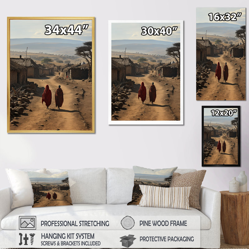 «Epsilon African Village Maasai», reproduction sur toile, H 40 po x l 30 po x P 1,5 po, Cadre photo blanc