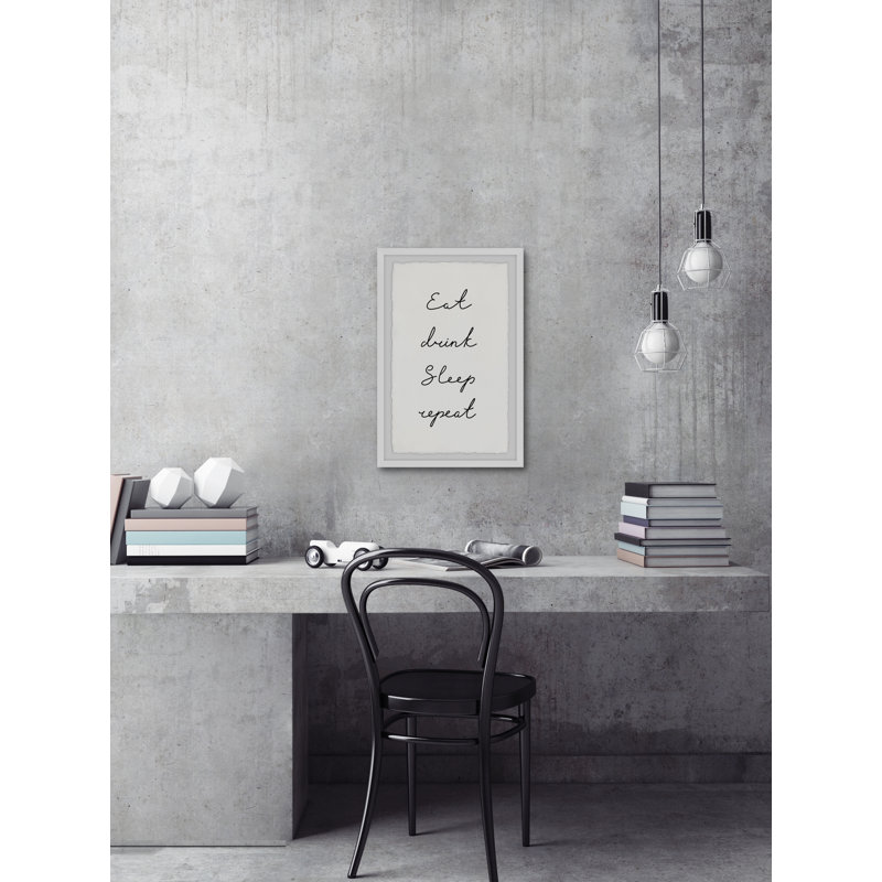 Eat Drink Sleep Repeat - Single Picture Frame Print, 91cm H x 61cm W x 3.81cm D