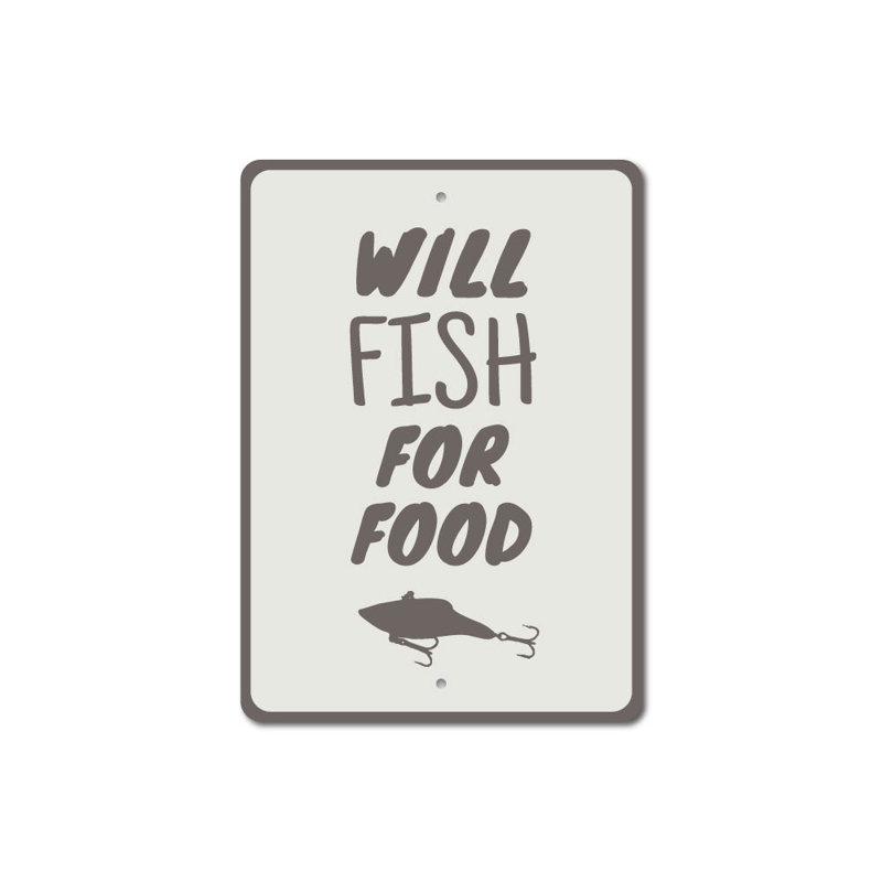 Fishing Lure Aluminum Sign, 18" H x 12" W x 0.06" D