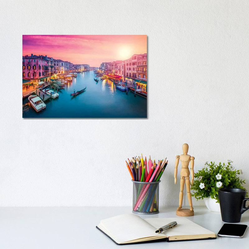 Grand Canal At Sunset, Venice, Italy by Jan Becke - Wrapped Canvas Gallery-Wrapped Canvas Giclée, 20.32 cm H x 30.48 cm W