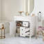 Meuble-lavabo de 30 po avec lavabo en céramique, meuble de salle de bain autoportant moderne avec 2 tiroirs et tablette réglable, meuble-lavabo de salle de bain de style français pour petits espaces-718481249