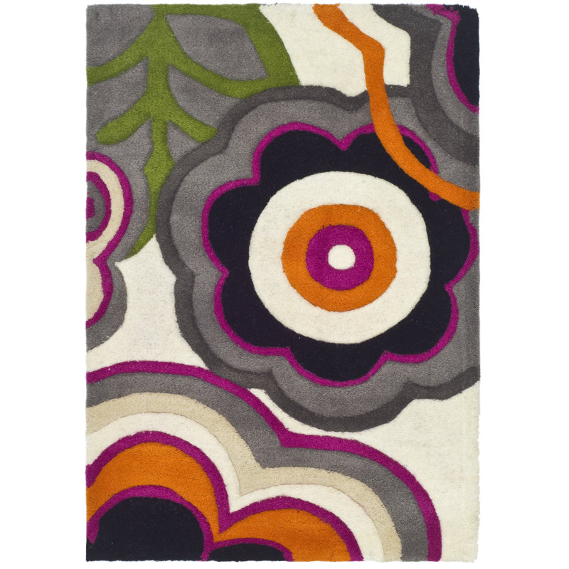 Tapis vert / gris / noir en laine touffeté à la main Candelo, Rectangle de 2 pi x 3 pi