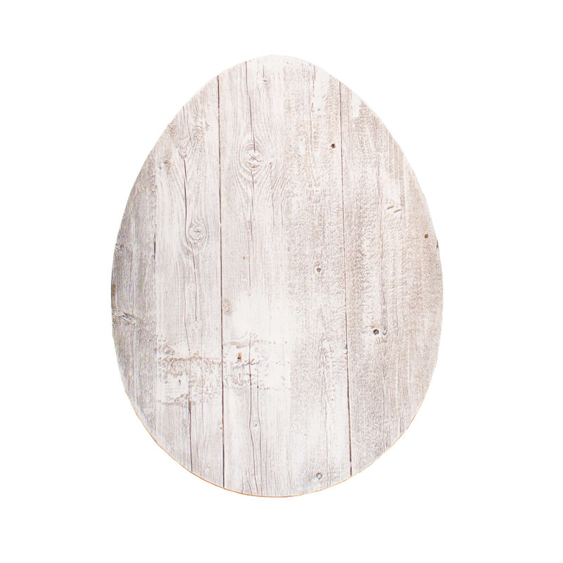 Grand œuf de ferme 12 po en bois turquoise, Blanc