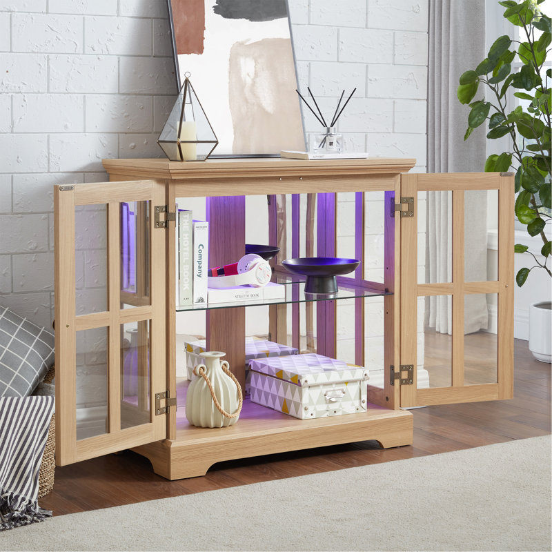 Tall Accent Cabinet With Glass Door, Oak