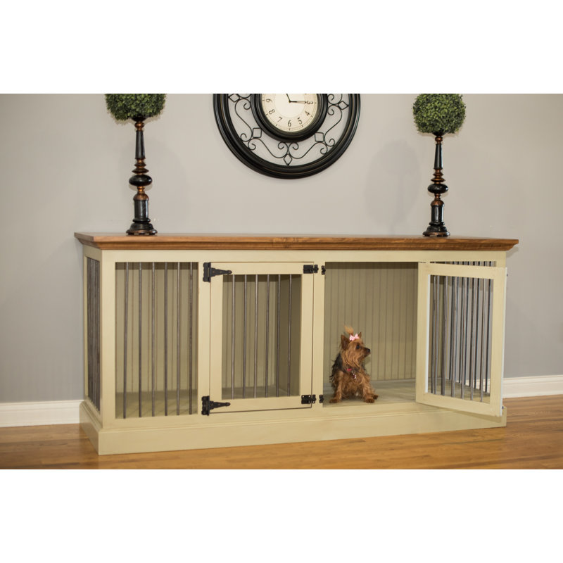 Aarav Wood Furniture Style Crate with 2 Doors, Medium (40" H x 76.25" W x 25" D), Burnt Cinnamon, Havana Gold