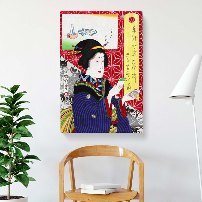 Woman Looking At Pictures by Toyohara Kunichika - Wrapped Canvas, 50cm H x 35cm W x 3cm D