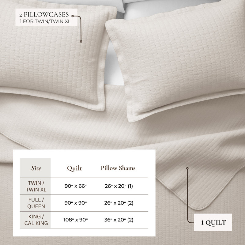 Modern & Contemporary Stripe Stitched Quilt Set with Shams, Twin / Twin XL Quilt + 1 Standard Sham, Light Gray
