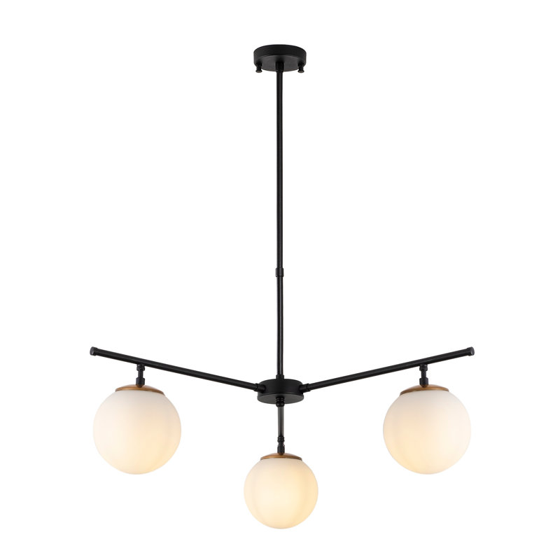 Rithland 3 - Light Sputnik Chandelier, 34.25cm H x 34.25cm W x 27.56cm D, Off White, Black