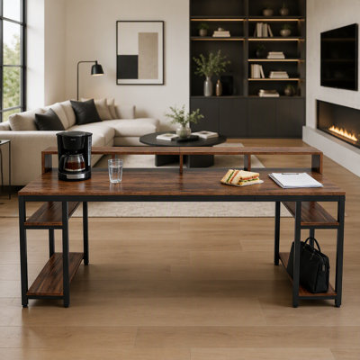 Spacious Two-Person Computer Desk with Ergonomic Monitor Stand and Two-Tier Storage, Perfect for Collaborative Work