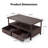 Elegant Brown Wicker Side Table With Double Shelves And Two Drawers