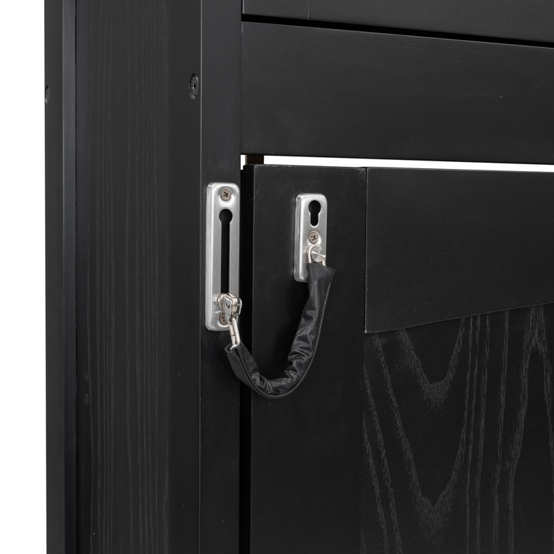 Lit escamotable double avec armoires de rangement, noir