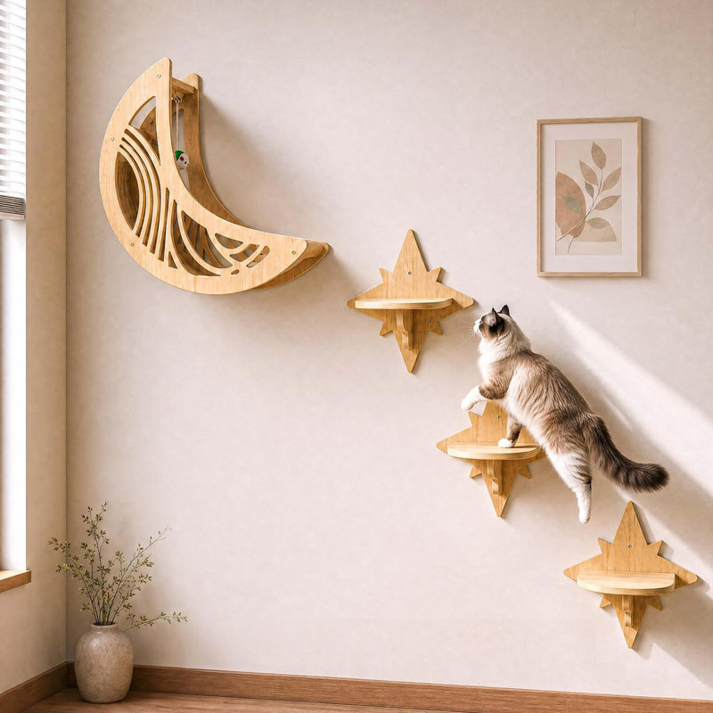 Ensemble de 4 tablettes murales pour chats et lune