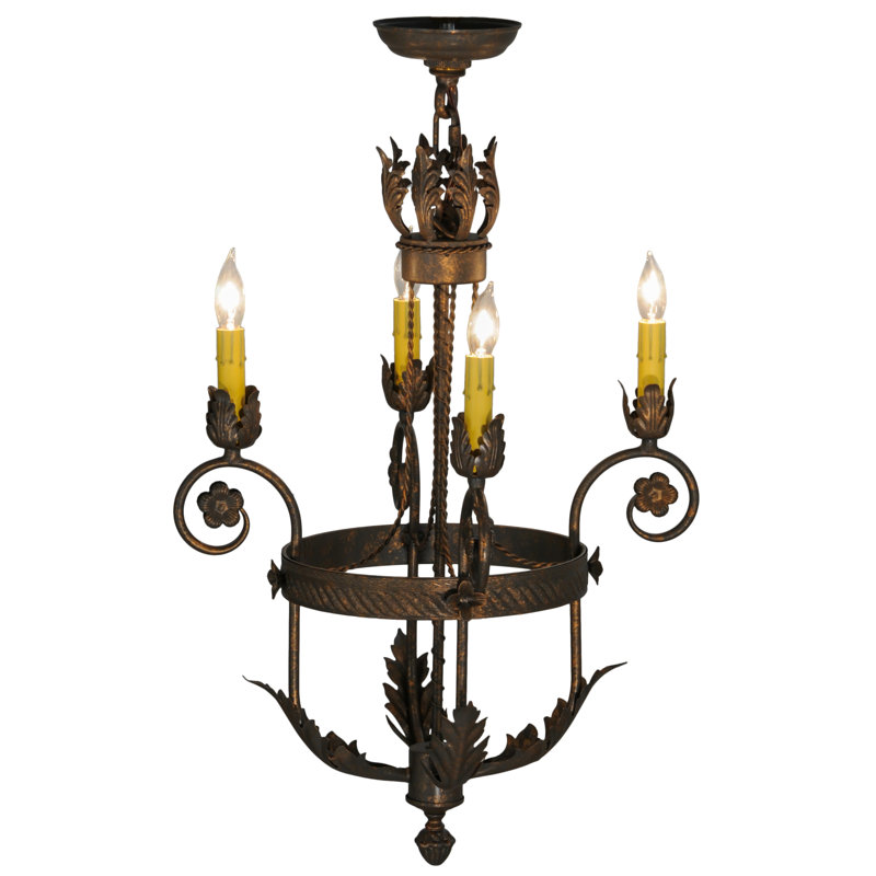 Lustre en roue de chariot à 4 lumières Nordman