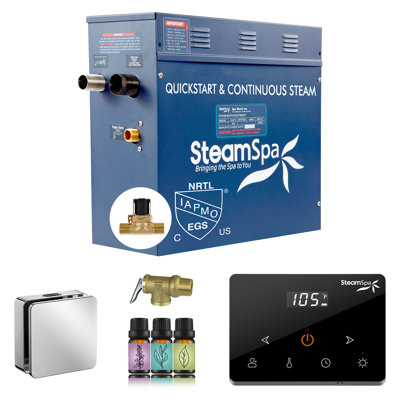 Oasis Series 6KW Steam Bath Generator With Continuous Steam Fully Wireless Control And Auto-Drain In Polished Chrome