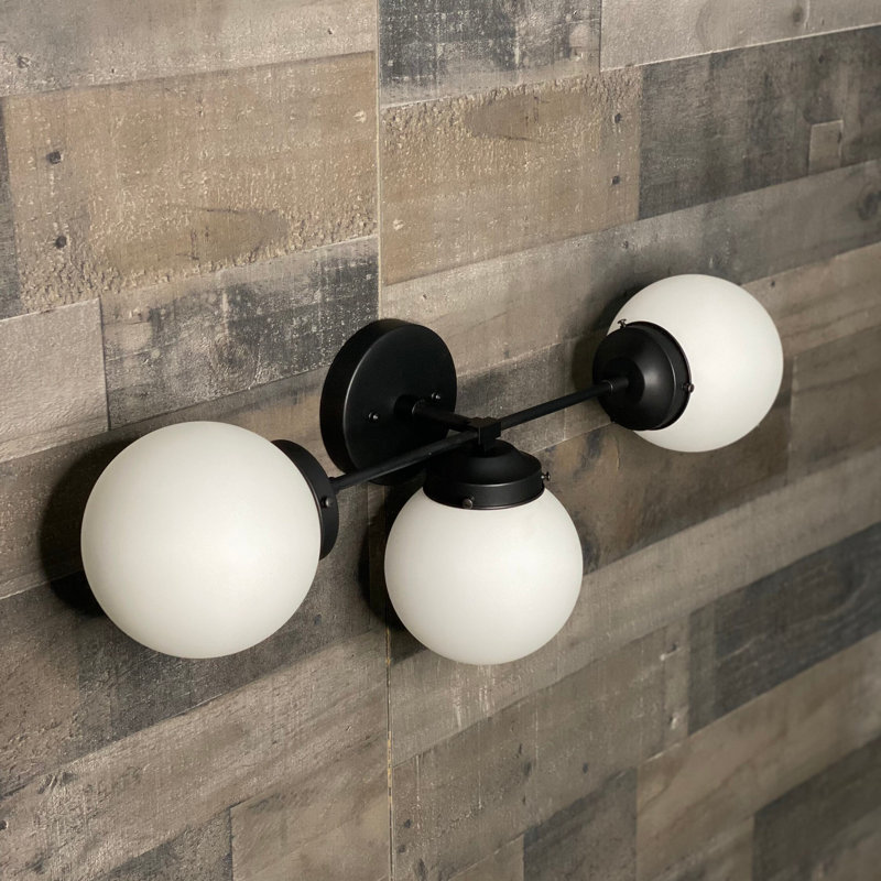 Applique murale moderne pour salle de bain 3 ampoules 6 pouces, Noir mat, Blanc
