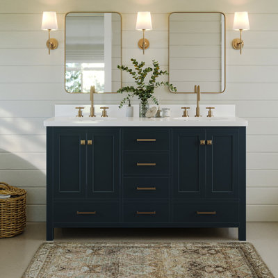 Cambridge 61'' Double Bathroom Vanity with Carrara Quartz Top
