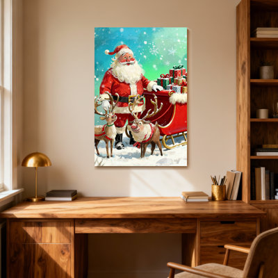 Père Noël de Noël avec renne et traîneau