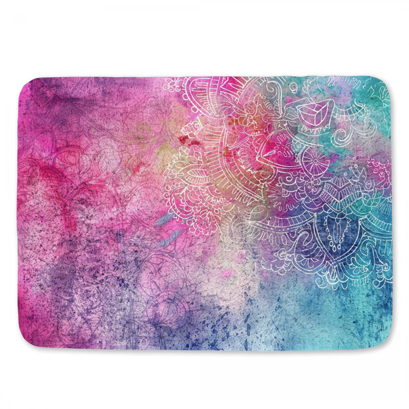 Mandala tapis de bain géométrique décor de salle de bain éclectique, L 34 po x l 21 po