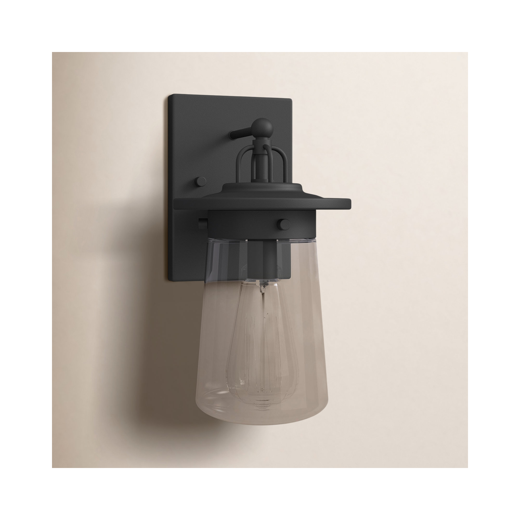 Mansoor Single Light Bell Outdoor Aluminum Wall Light, Black, 11.63" H x 6" W x 6" D