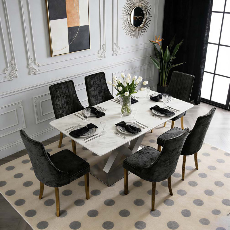 Chaises de salle à manger en chenille, Noir