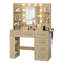 Table de coiffeuse lumineuse - 10 ampoules à intensité variable 3 couleurs, 6 tiroirs, multiprise-762071072