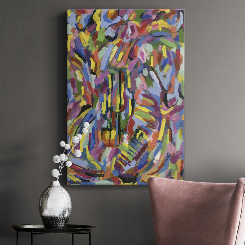 Scram II - peinture sur toile tendue, H 18 po x l 12 po x P 1 po