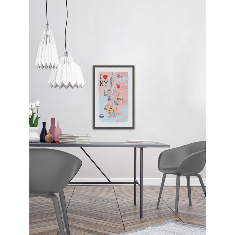 I Love NY Site Map - Reproduction de dessin de cadre photo, H 18 po x l 12 po